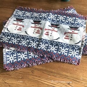 Snowman Cloth Placemats Set of Four  14 by 19”